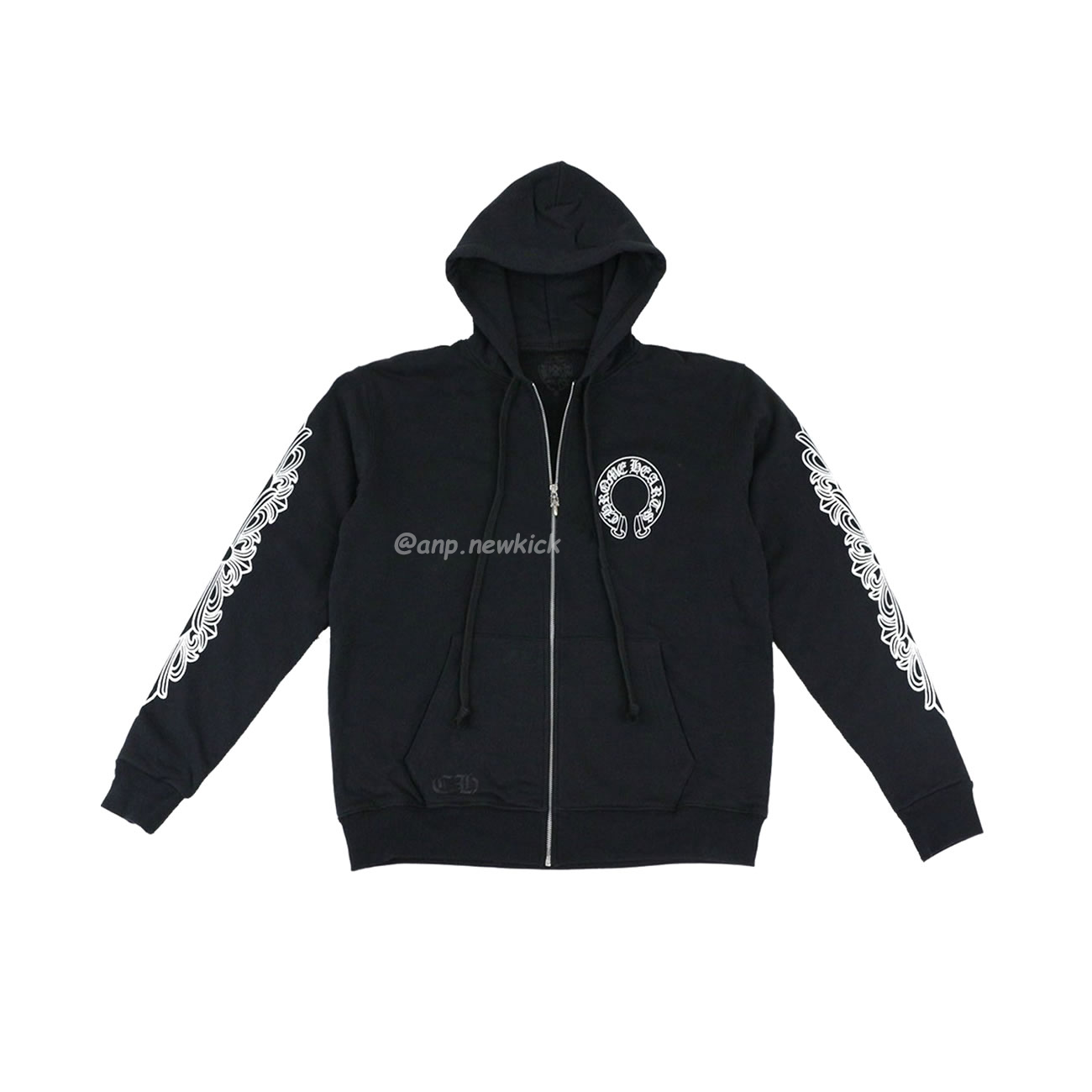 Chrome Hearts Horseshoe Floral Cross Sleeve Fleece Zip Hoodie (1) - newkick.app